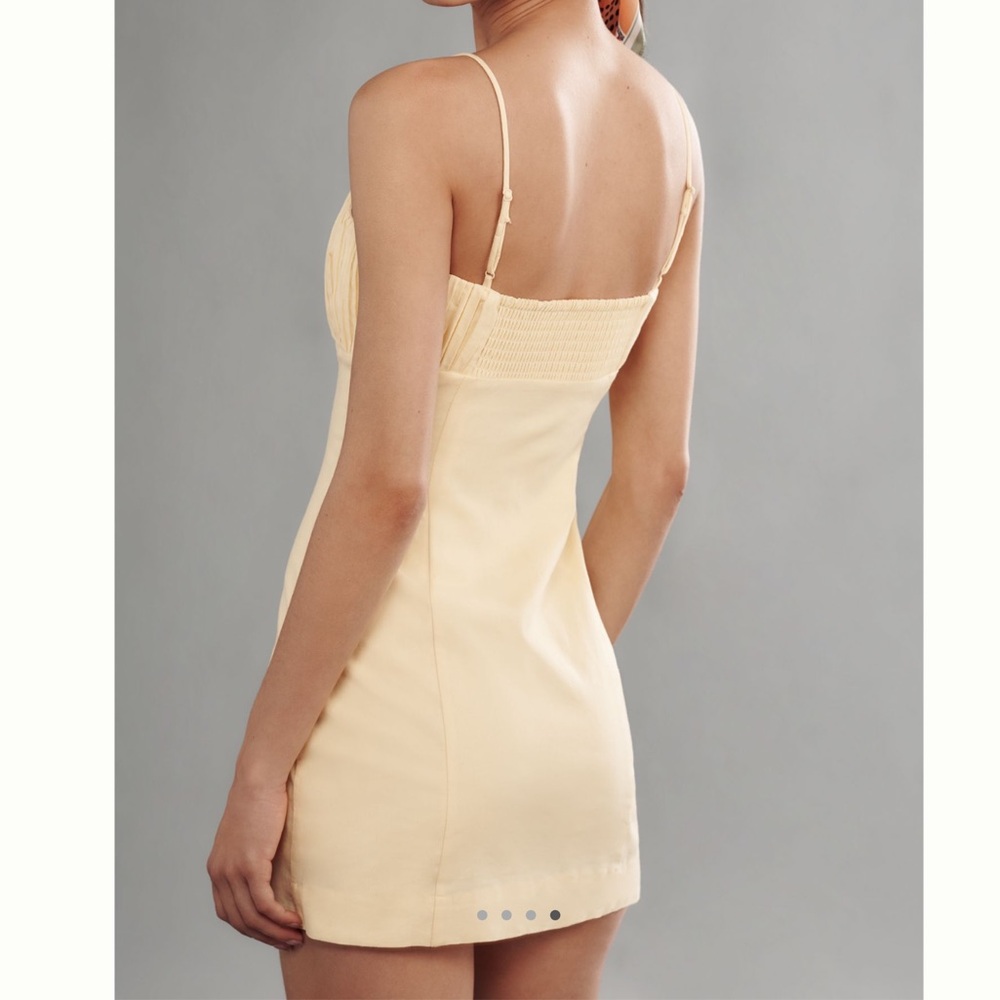 Anthropologie Sleeveless Linen Mini Dress Maeve Ophelia New 14 Butter Yellow - Picture 4 of 15